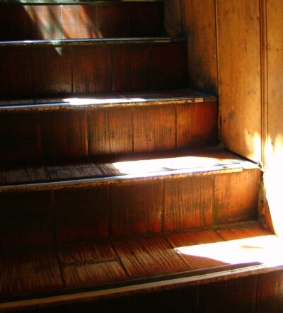Image of the stairs for a post about how to overcome fear of falling down stairs.